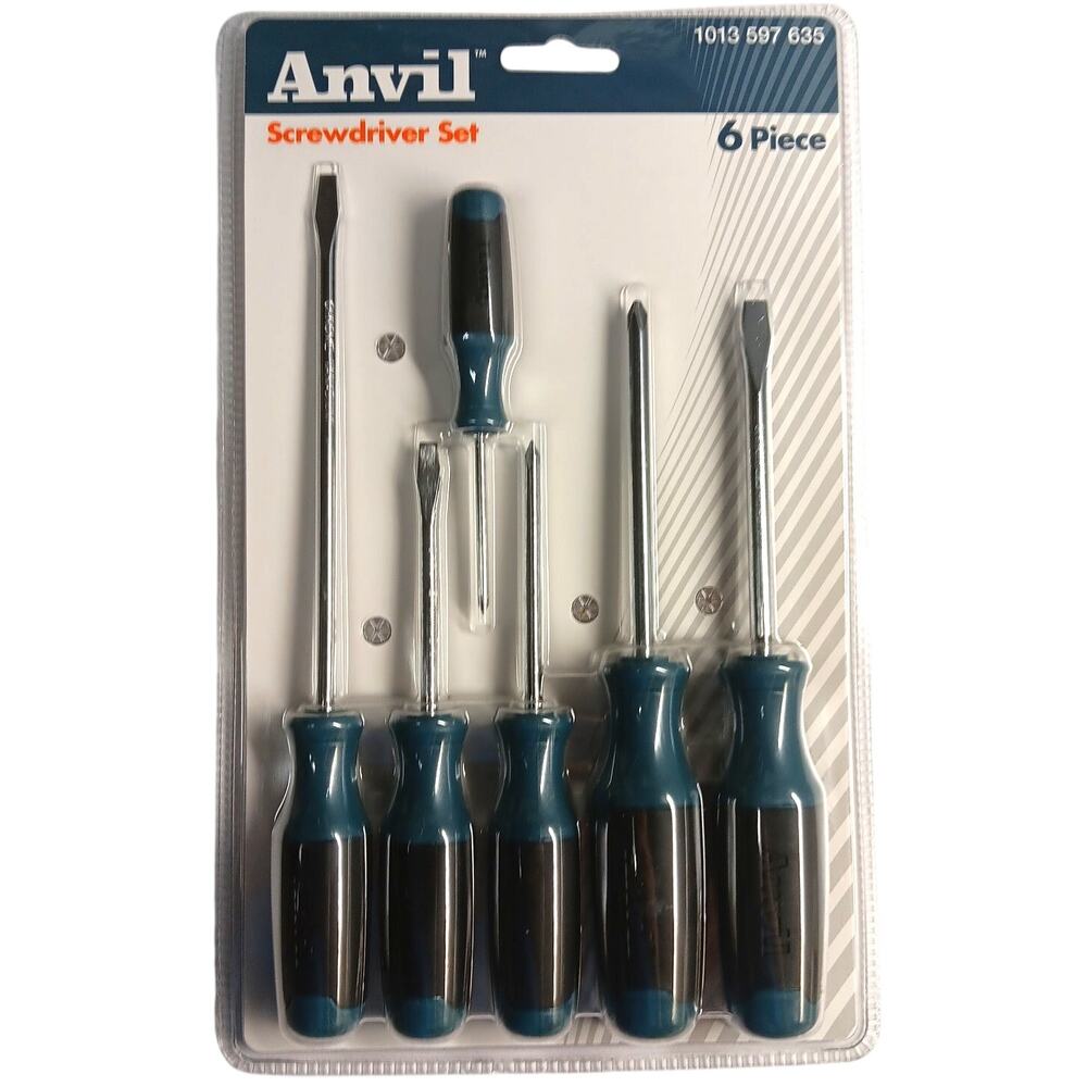 Anvil 6-Piece Screwdriver Set Slotted & Phillips Blue/Black Hand Tools